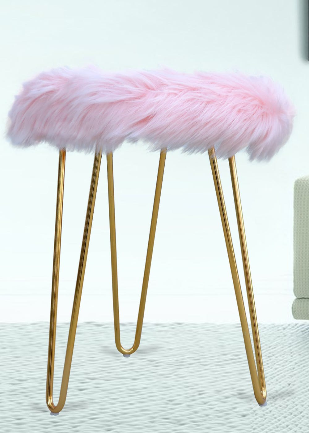 Modern Faux Fur Seating Stool