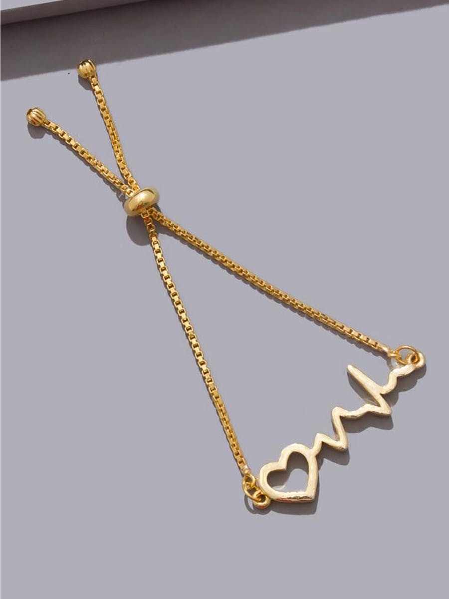 Stainless Steel Heart Beat Bracelet Gold Plated  Wings Jewellery