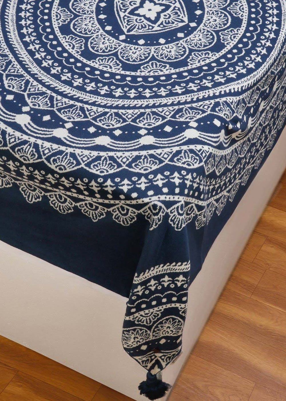 Get Adara Cambridge Blue 100 Cotton Knitted All Season Ac Throw