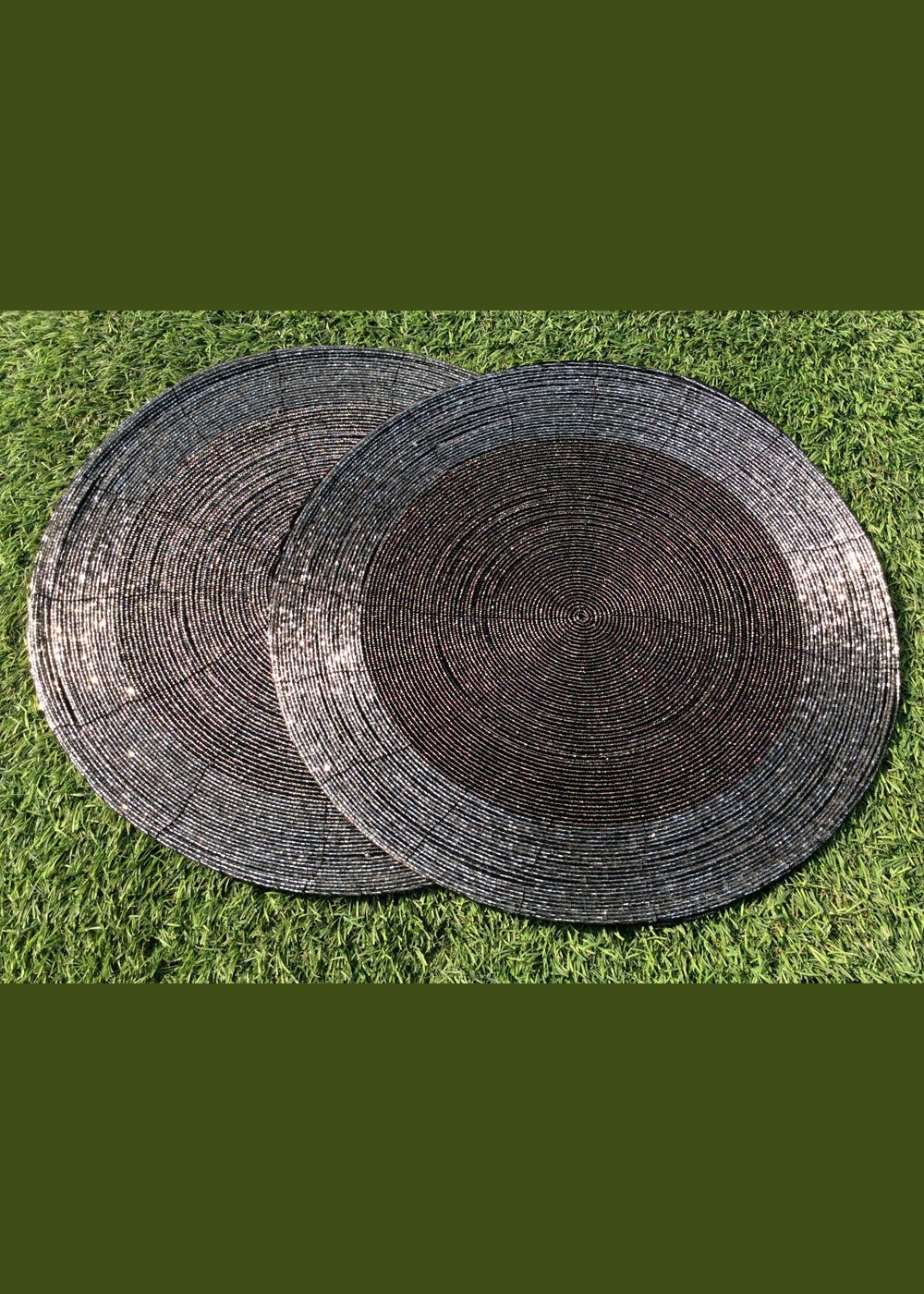 Get Set Of 2 Light Purple Beaded Placemat With Fabric Base at ₹ 399