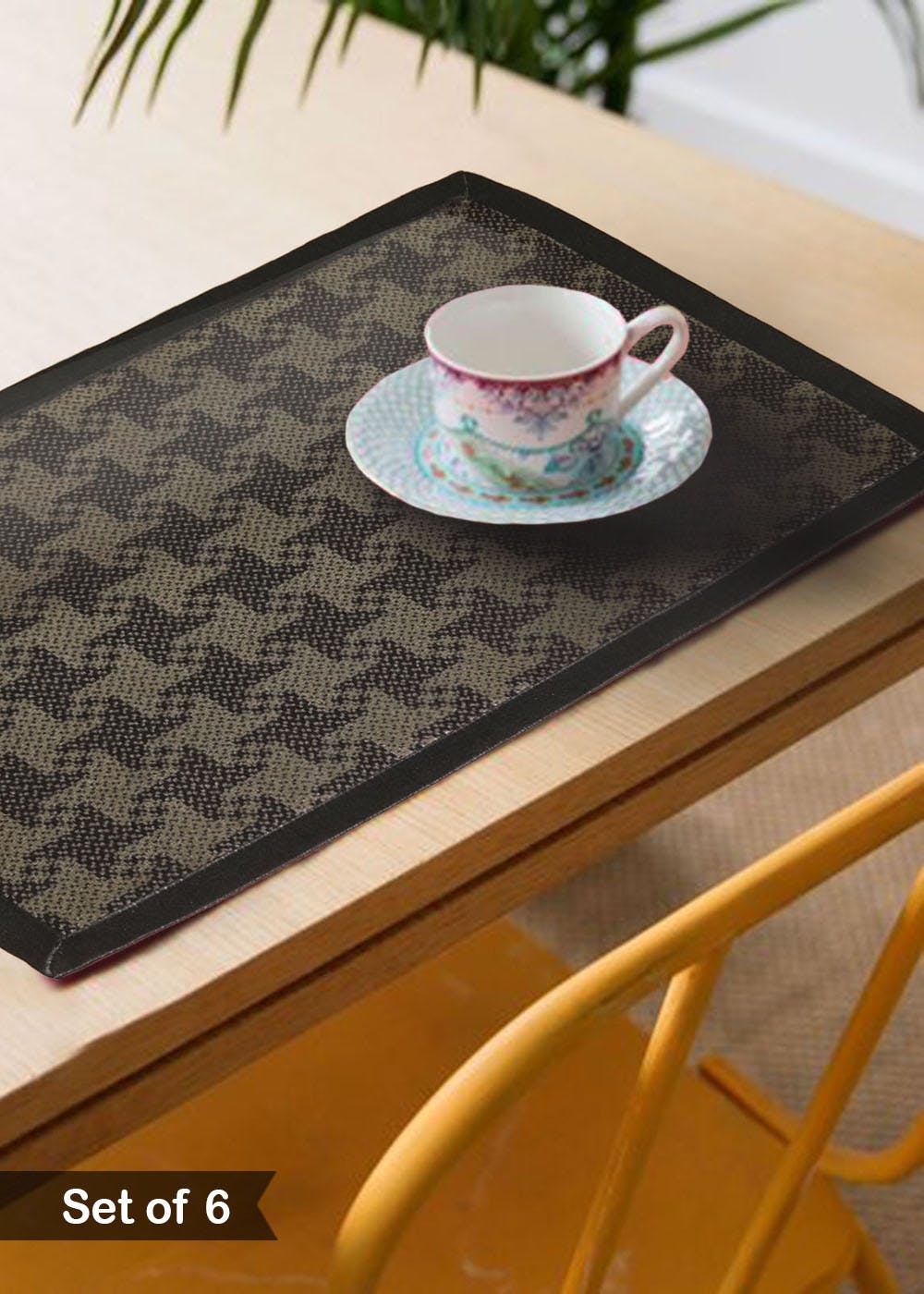 Get Decorative Black Design 2 Jacquard Placemat Set Of 6 Pcs at ₹ 1299