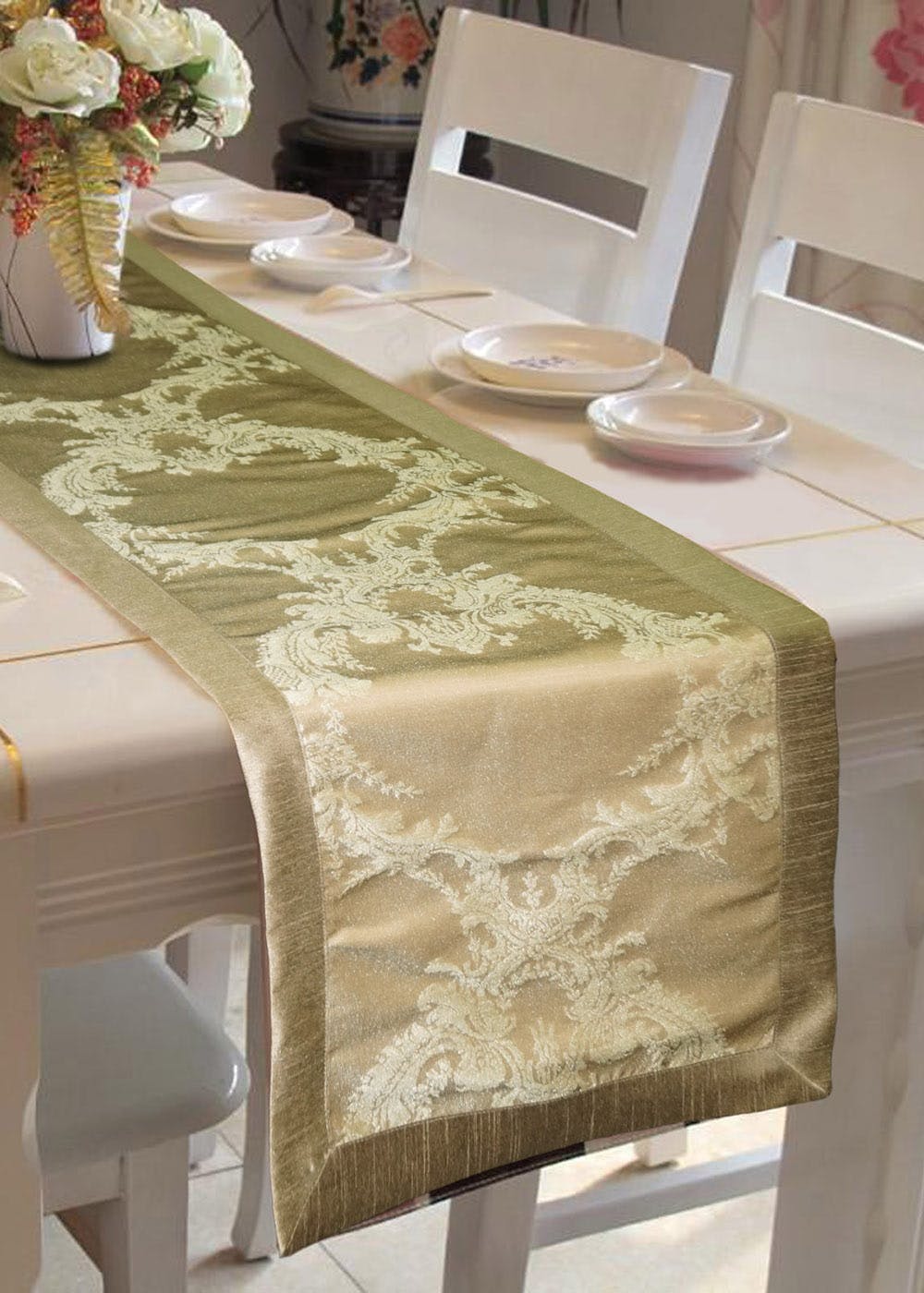 Get Golden Pattern 1 Jacquard Table Runner With Polyester Border (Size ...