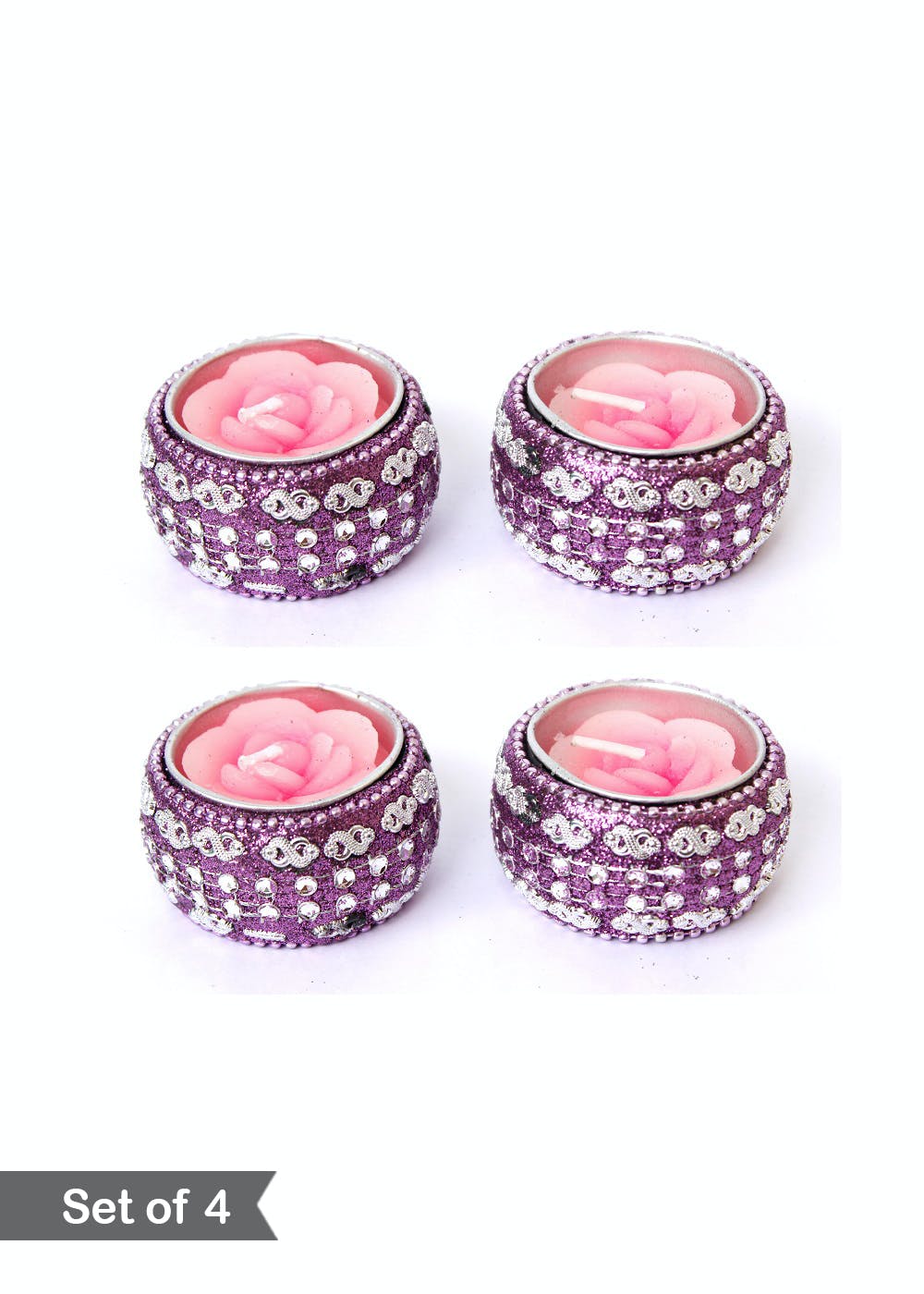 Set Of 4 Decorative Candles - Pink