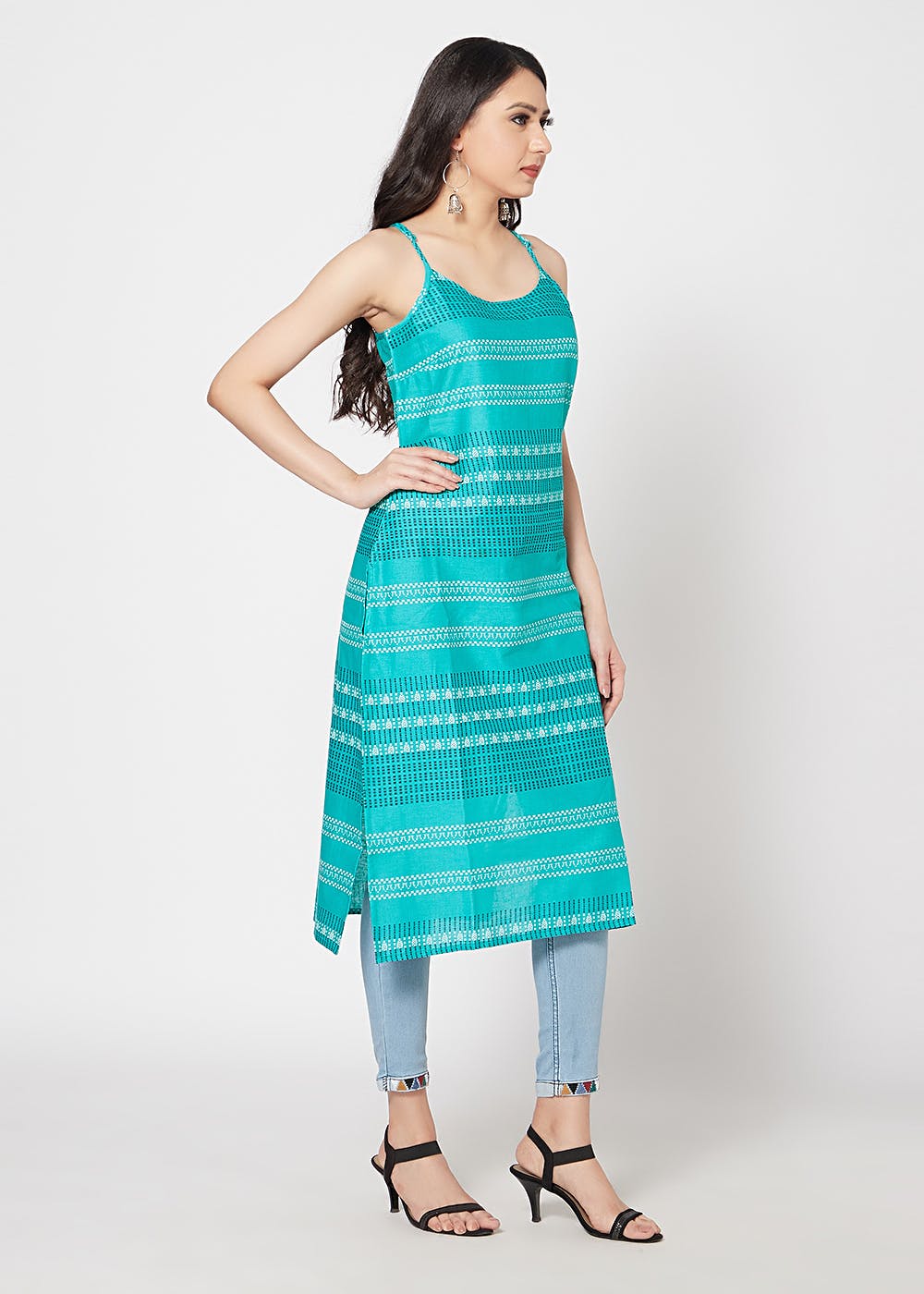 Bollywood Ready Made Salwar Suit Blue Sleeveless Kurta Pant Rayon Fabric  Dress | eBay
