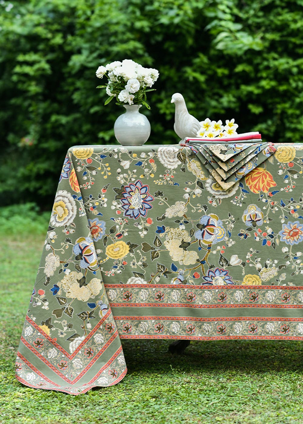 Malabar Olive Printed Table Clothes-72x108