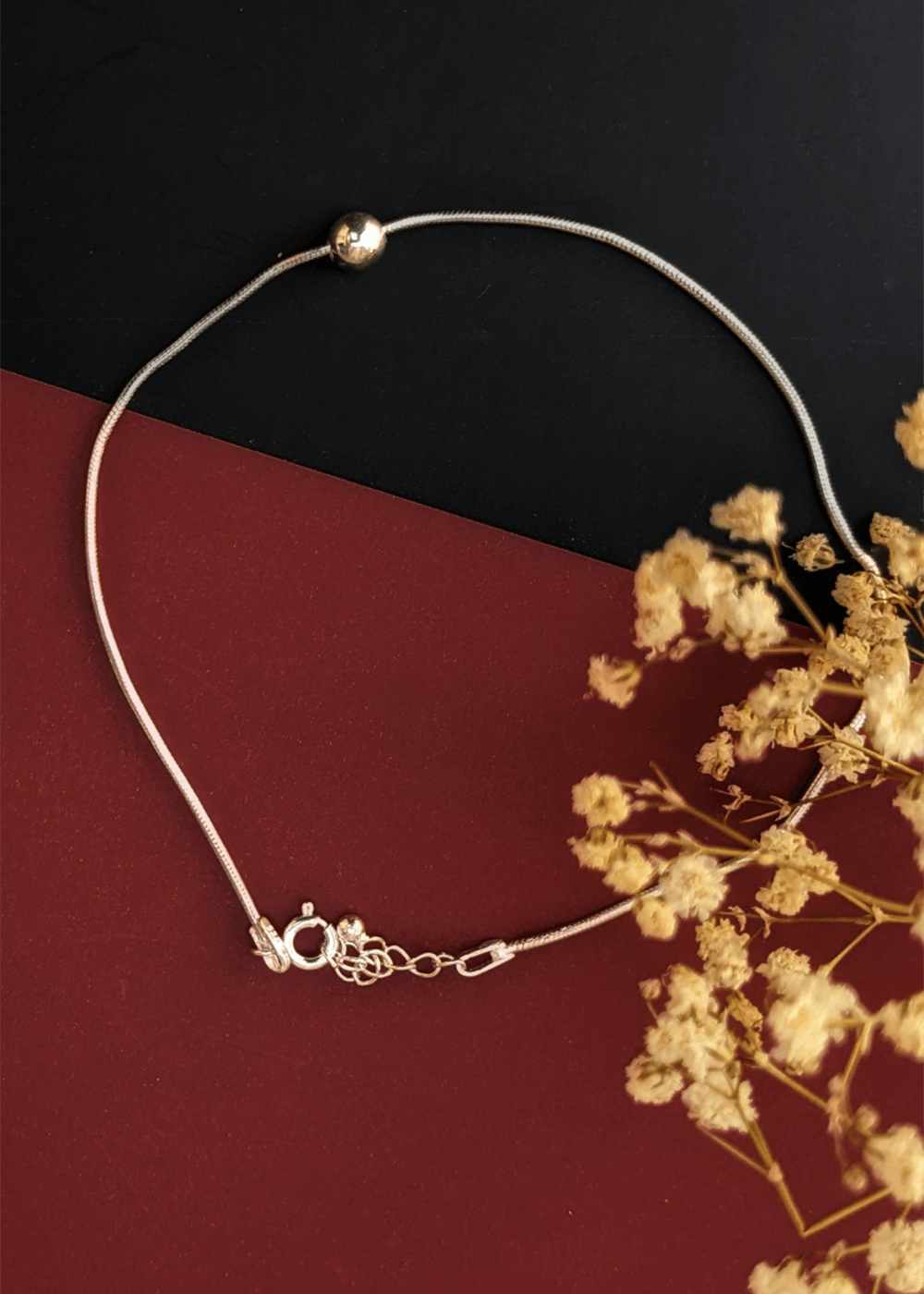 Sterling Silver Nugget Anklet  on bead chain 10