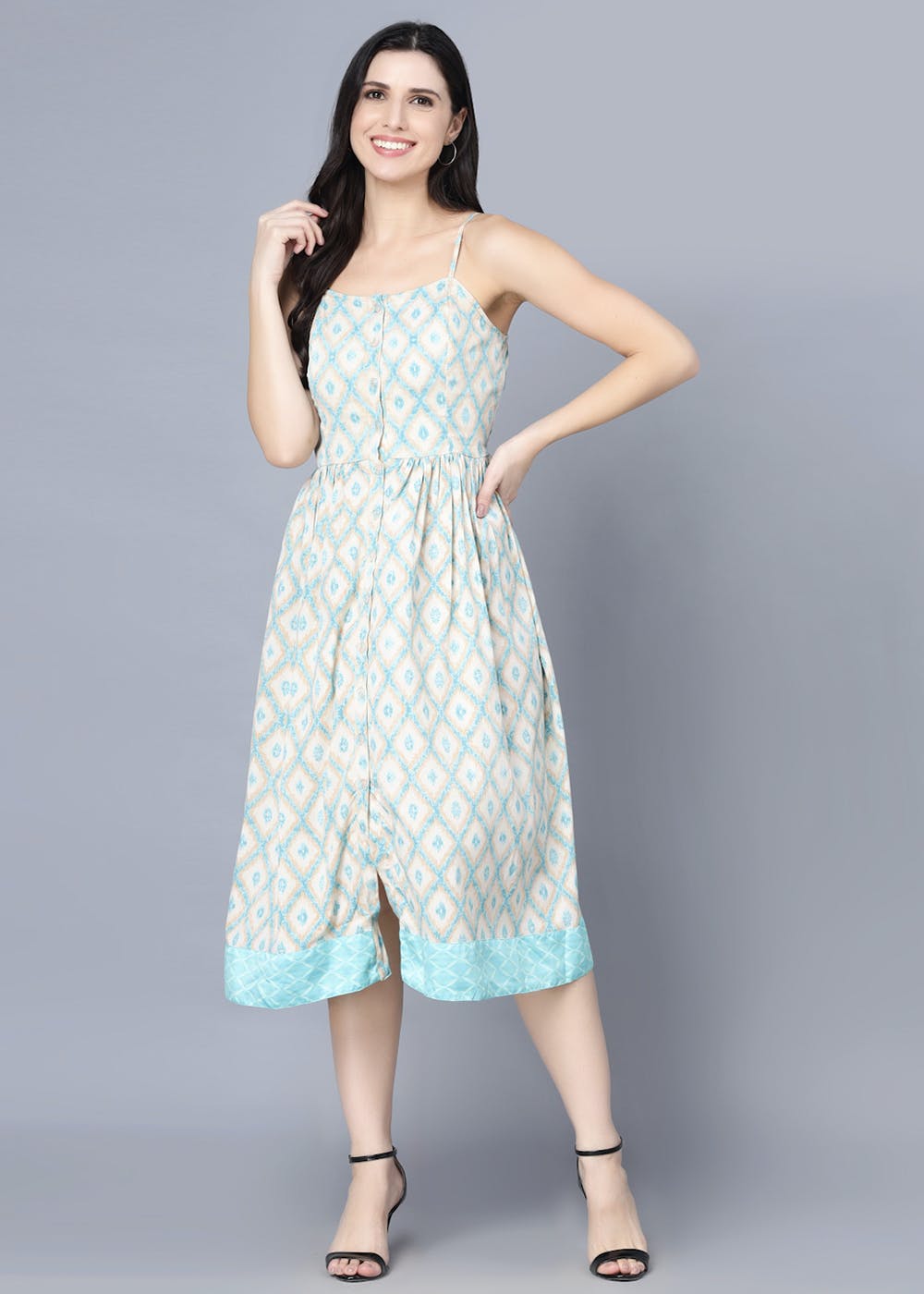 Get Multicoloured Floral Organic Cotton Crepe Midi Dress at ₹ 920 | LBB ...