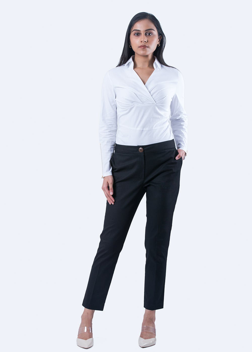 Qua Bottoms Pants and Trousers  Buy Grey Solid Smart Cotton Crop Trousers  Online  Nykaa Fashion