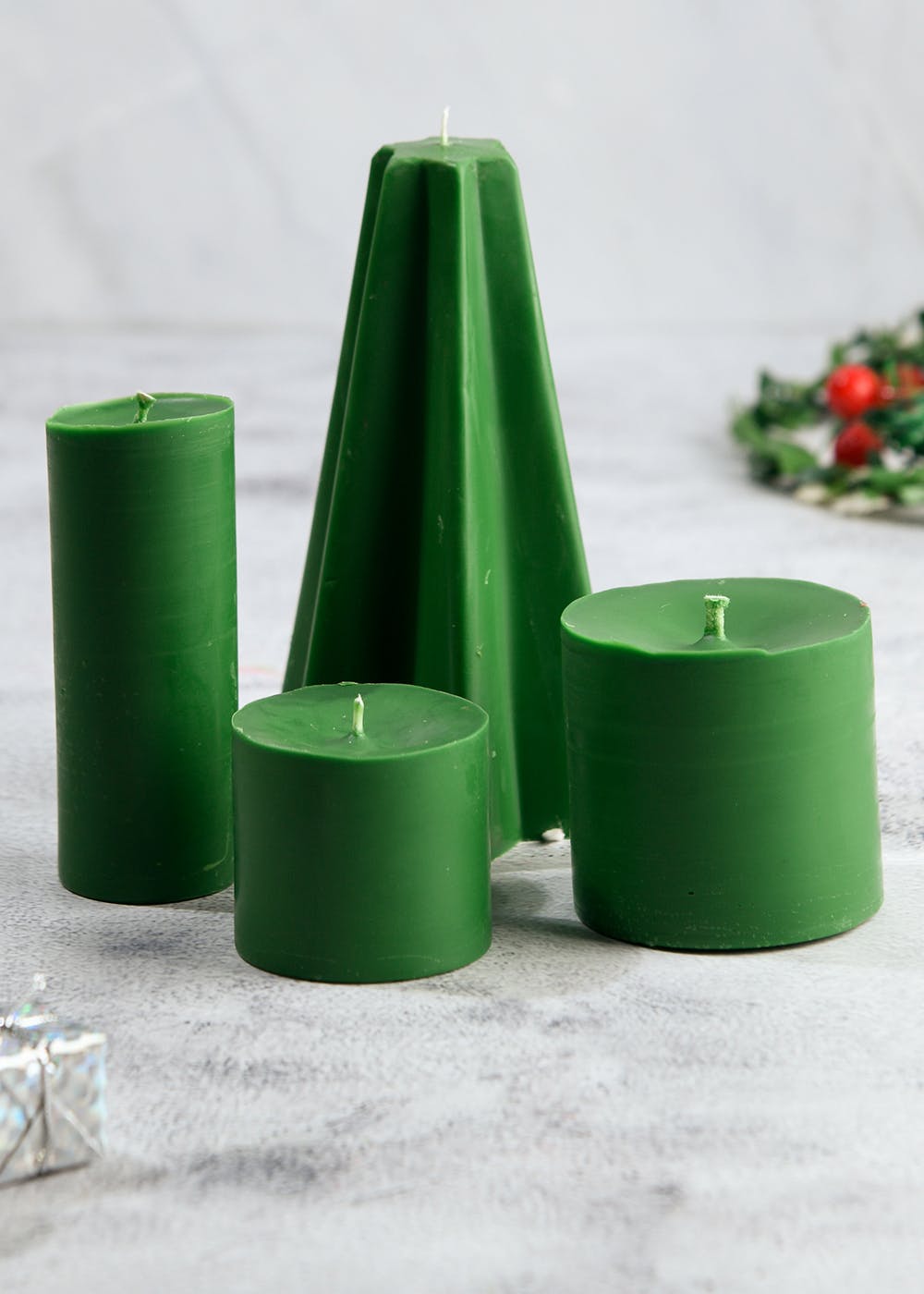 Get Christmas Corner Set Of 4 Pillar Candles Mahogany Shea Scented