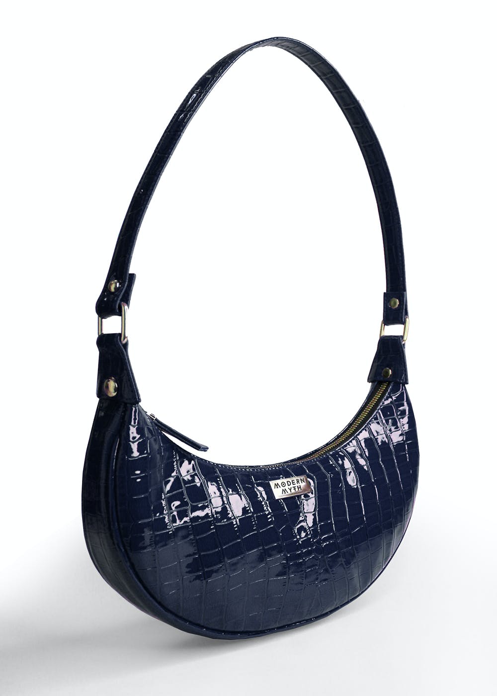 Get Blue Croc Half Moon Baguette Shoulder Bag at ₹ 1199 | LBB Shop