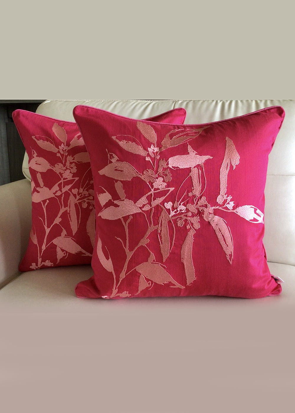 Get Embroidered Cushion Covers Set Of 2 18 X 18 Inches Autumn Leaf