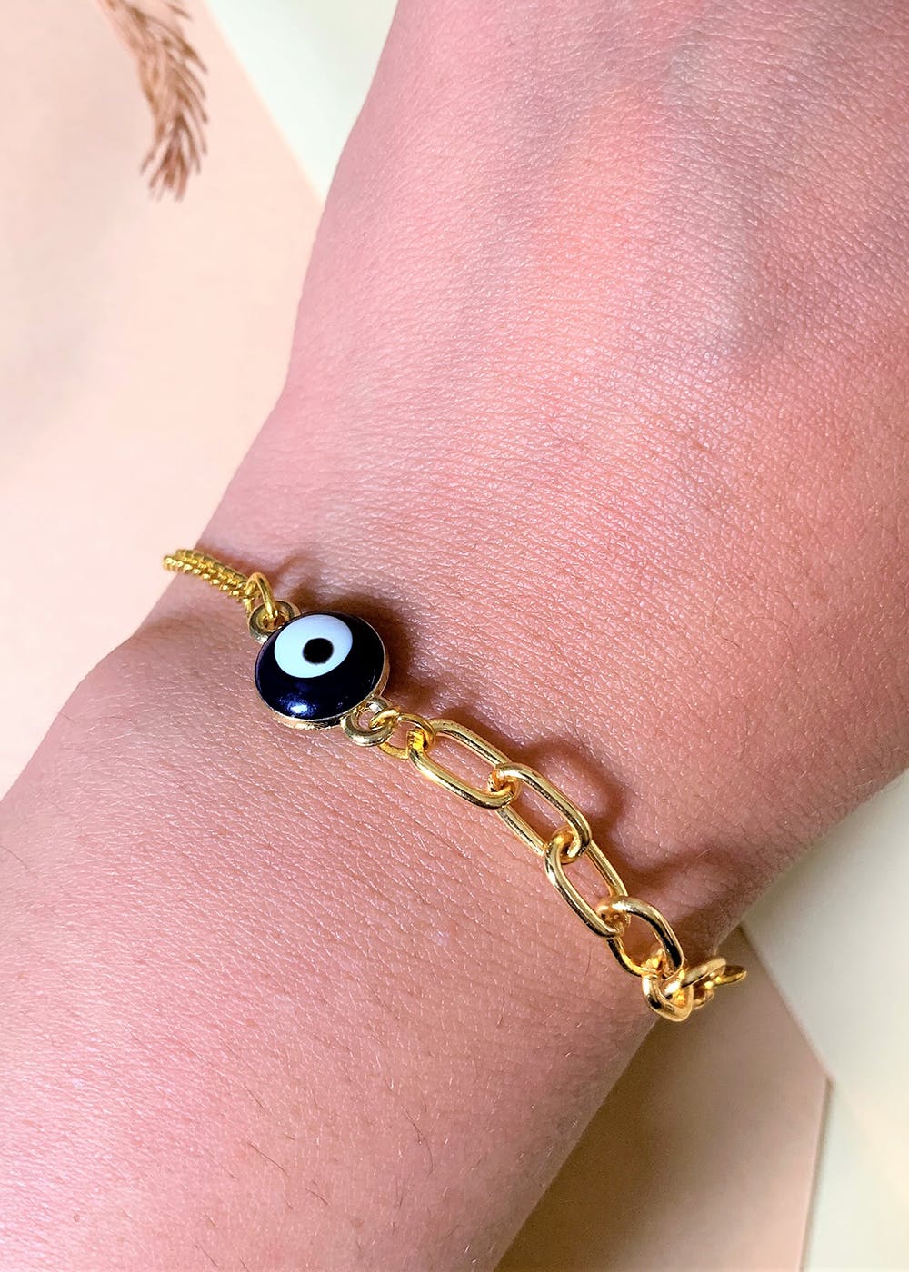 Get Black Evil Eye Gold Plated Bracelet With Chain at ₹ 499 LBB Shop