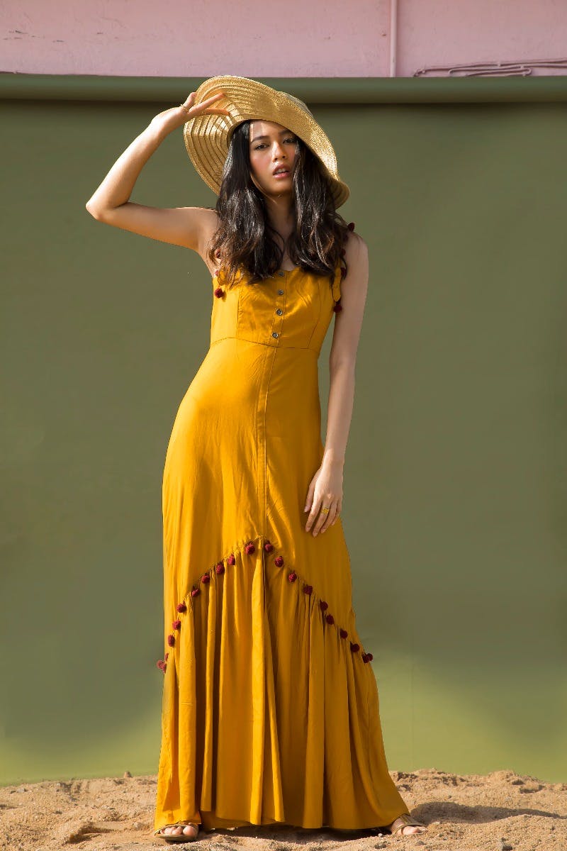 Twenty Dresses By Nykaa Fashion Twirl Into The Season Maxi Dress  Yellow  Buy Twenty Dresses By Nykaa Fashion Twirl Into The Season Maxi Dress   Yellow Online at Best Price in