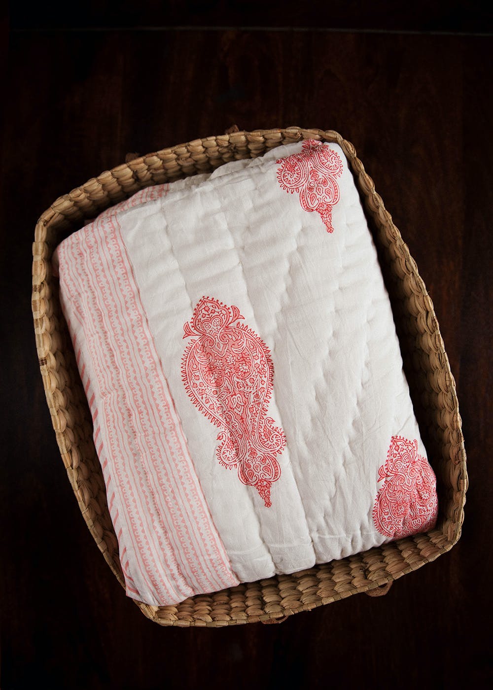 Orchid Block Printed Baby Quilt