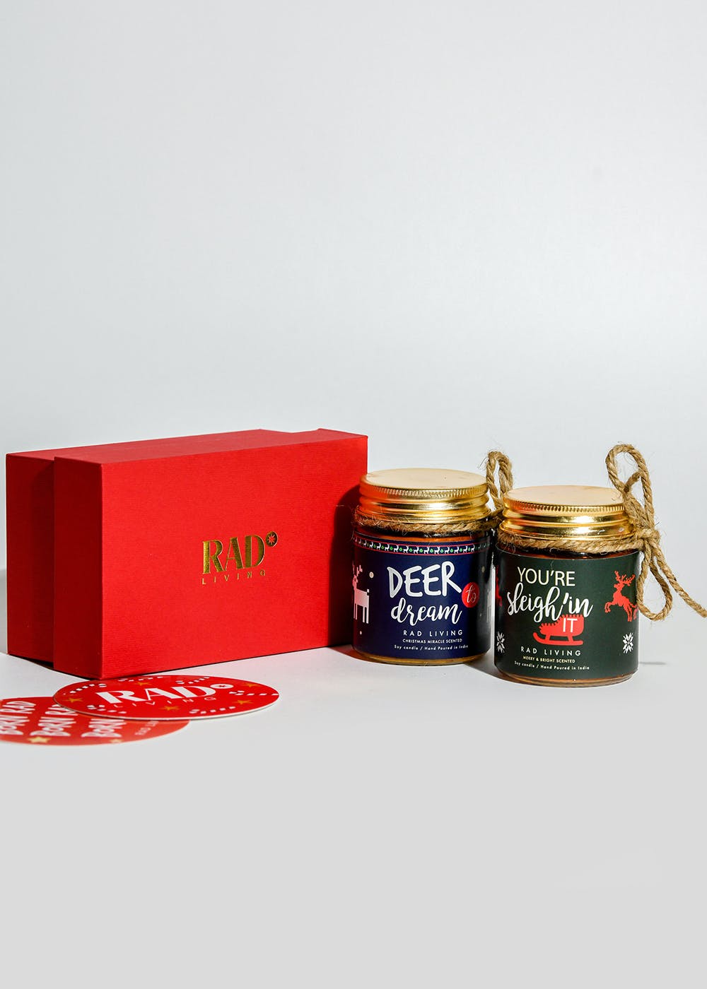 Gift Set of 2 Scented Candle Jars with Lid - Your Sleigh'in & Deer Dream