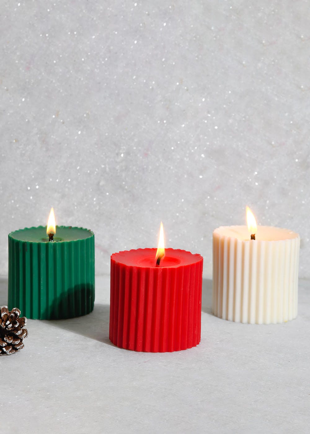 Belief- Christmas Combo of 3 Scented Soy Wax Pillar Candles