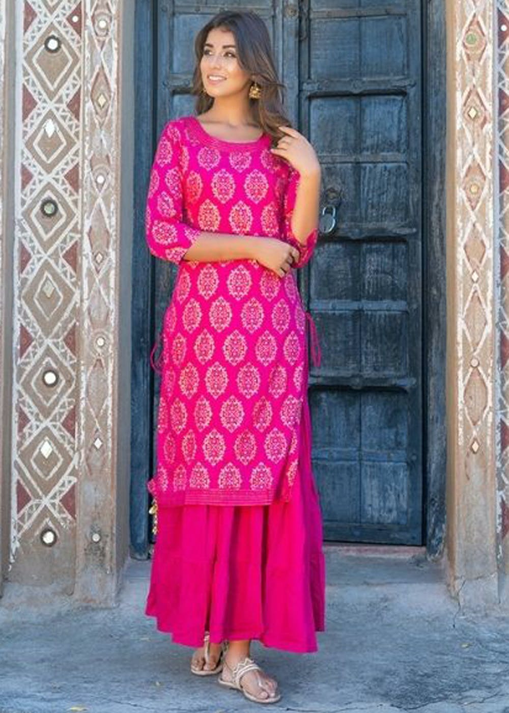Pink Square Mirror Embroidery Kurti at best price in Jaipur