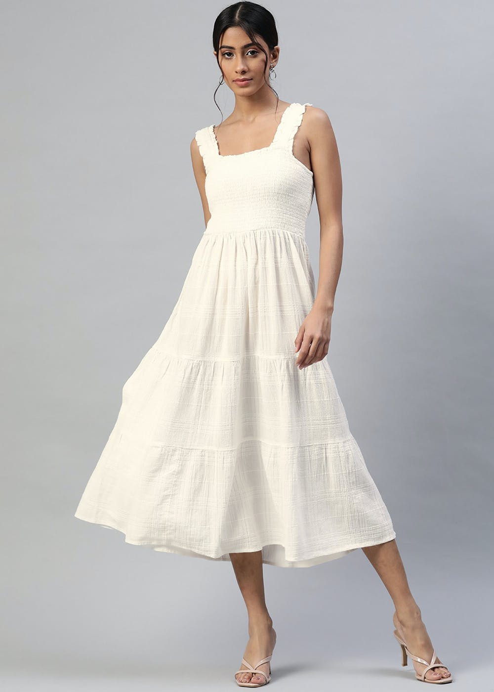 Get Front Smocking White Dress at ₹ 2299 | LBB Shop