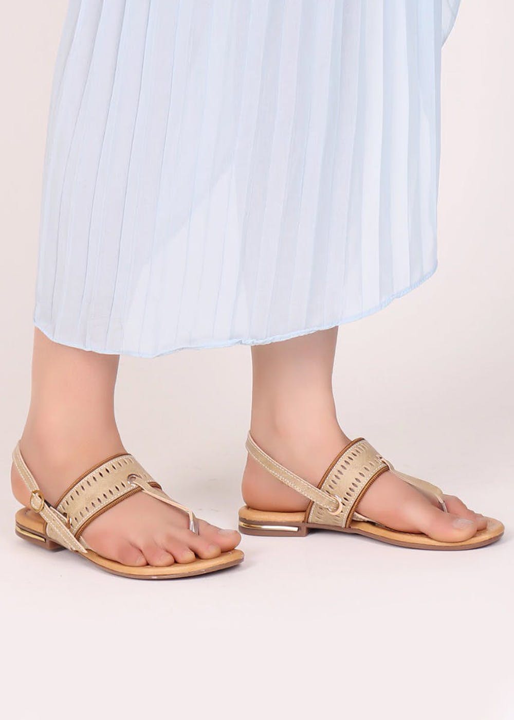 Get Cut-Out Detail Slingback T-Strap Flats At ₹ 599 | Lbb Shop