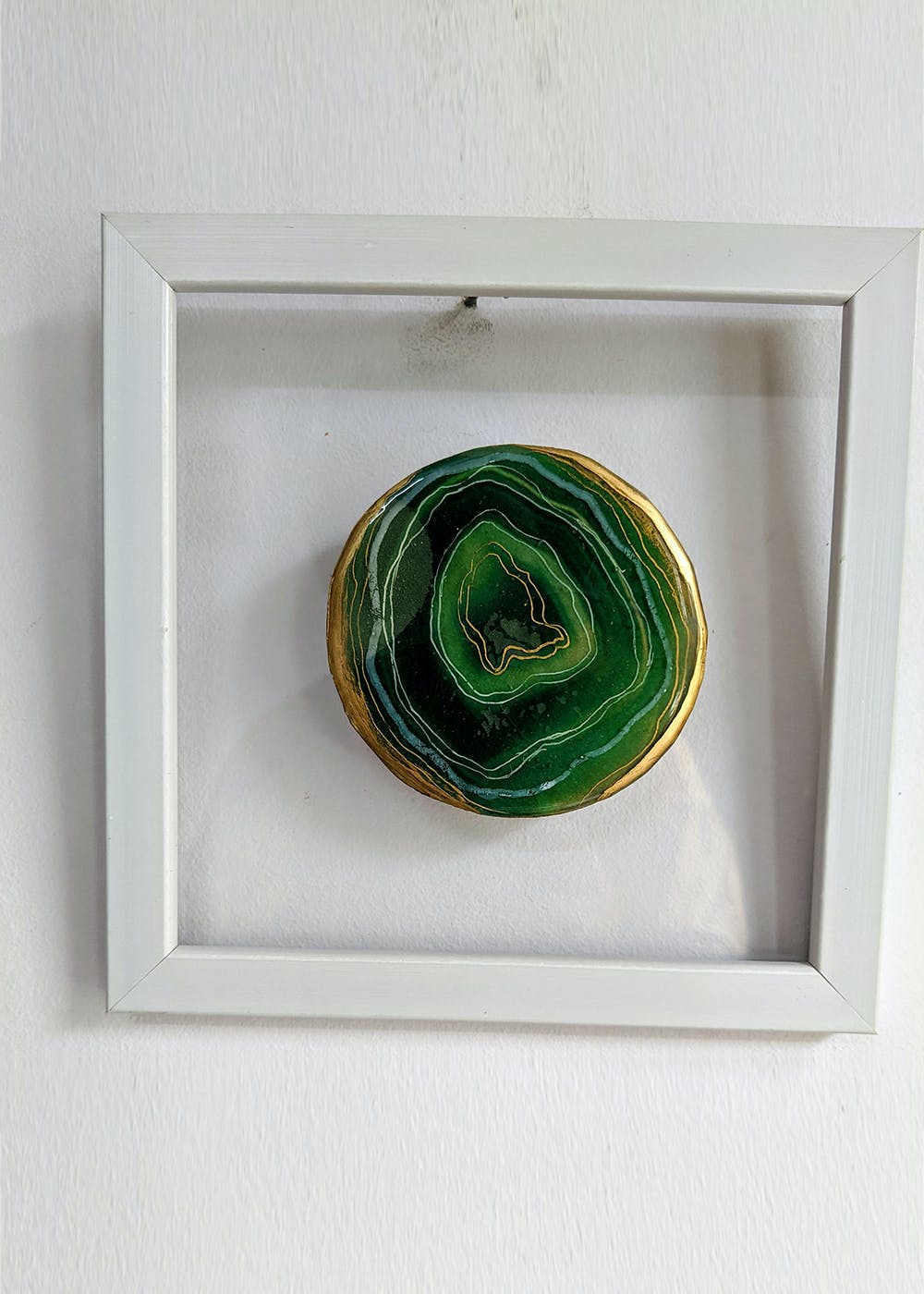 Green Abstract Alcohol Ink Resin Glass Frame