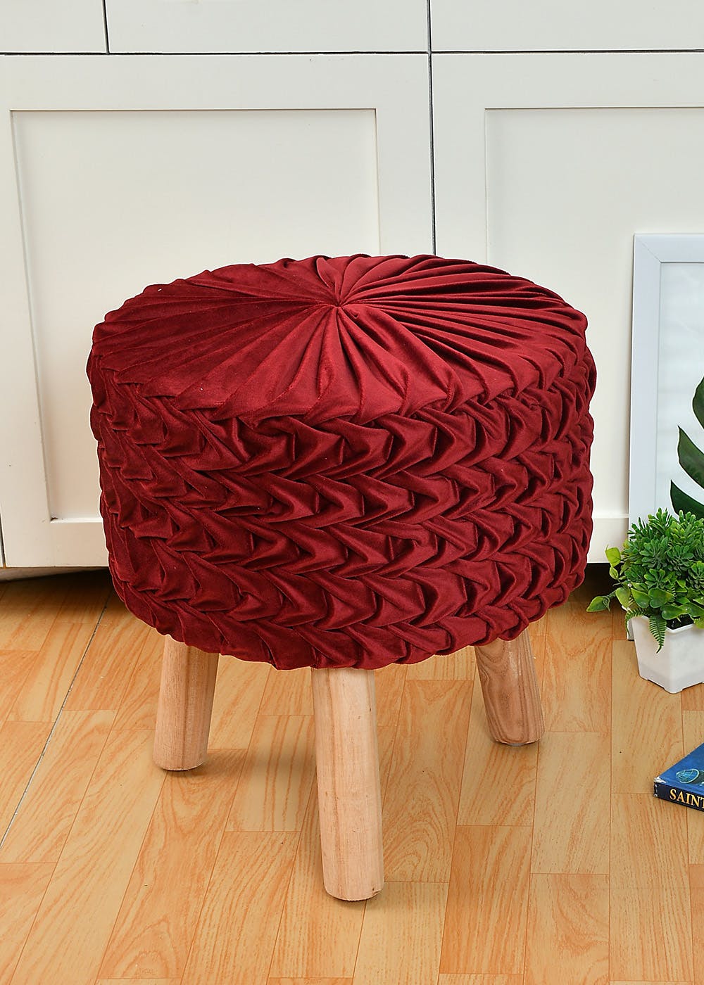 Calwood Legs Solid Smocking Stool - Maroon