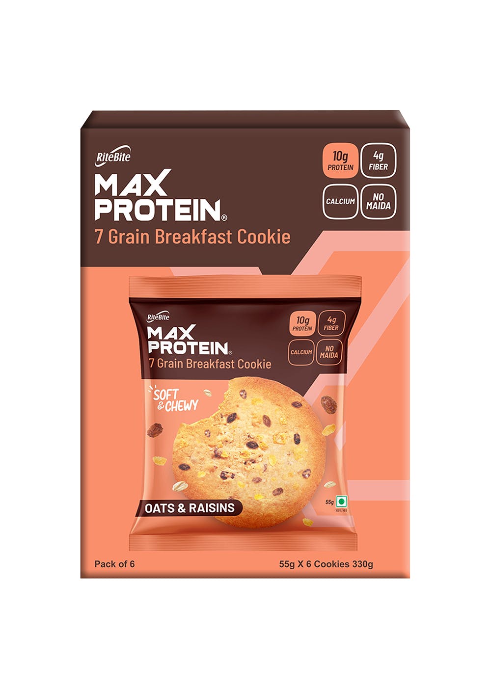 Max Protein 7 Grain Breakfast Cookie- Oats & Raisins- Pack of 6