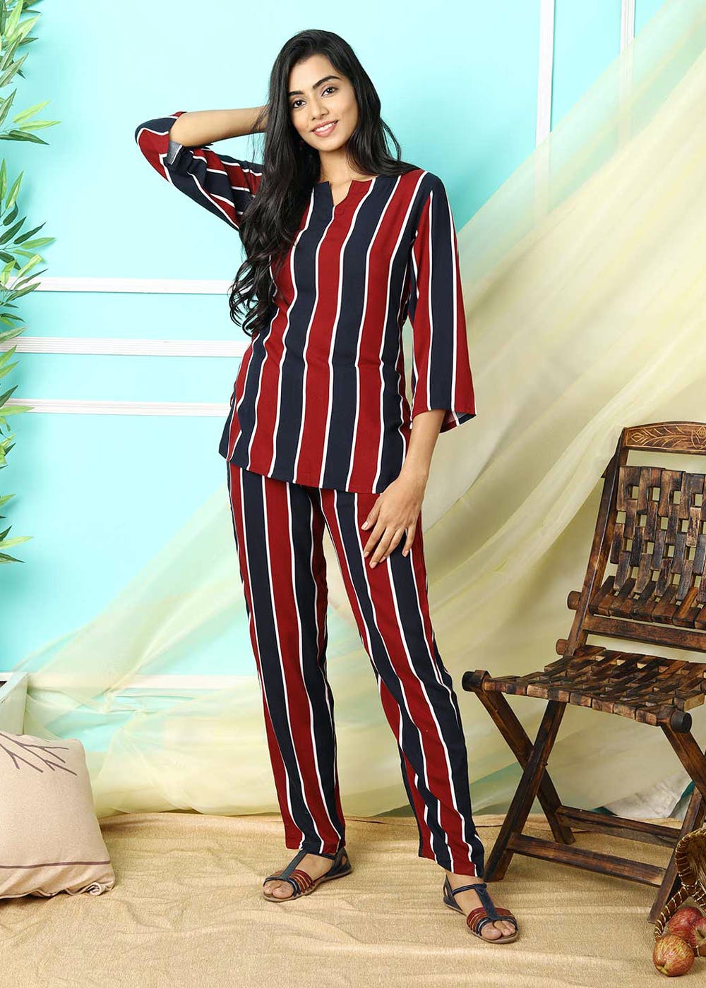 Red Striped Lounge Set