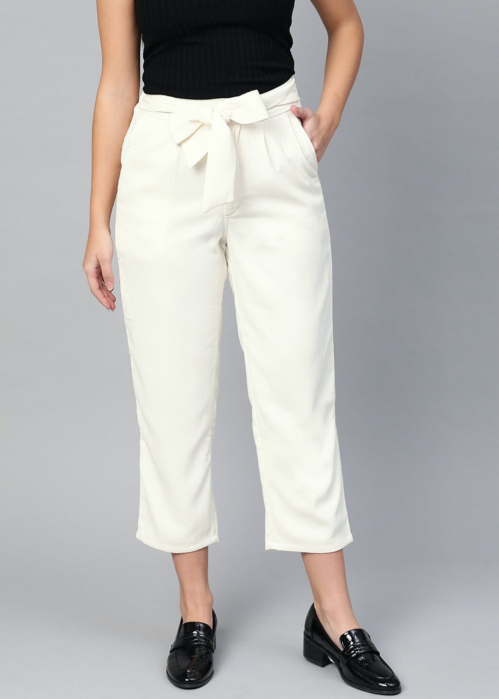 Buy Offwhite Solid Trousers Online  W for Woman