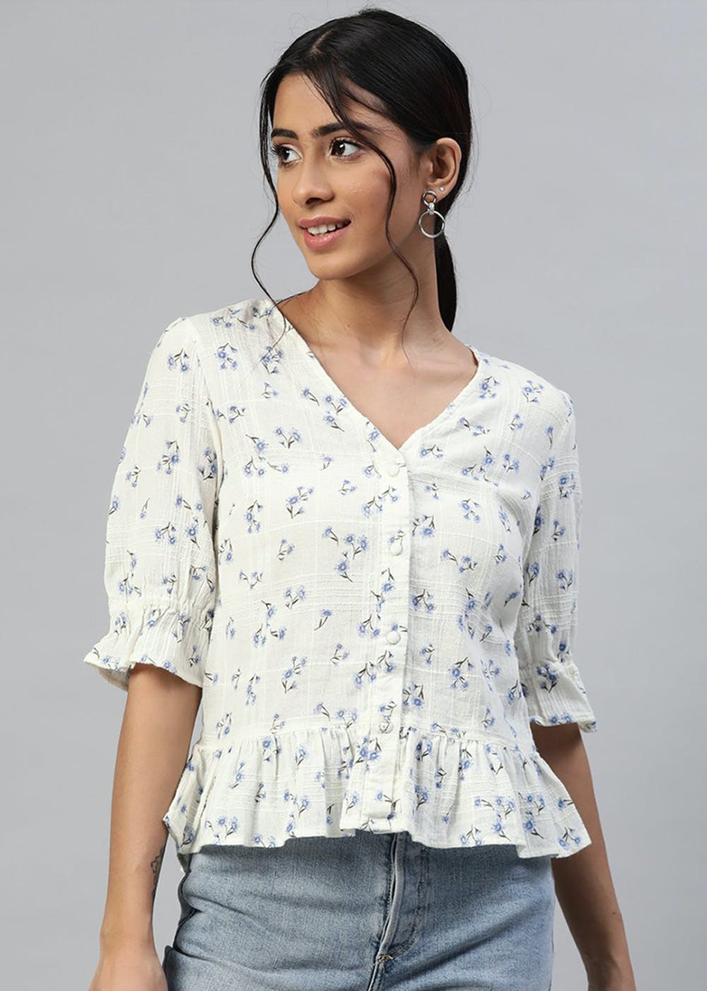 Get Floral Printed White Top at ₹ 1549 | LBB Shop