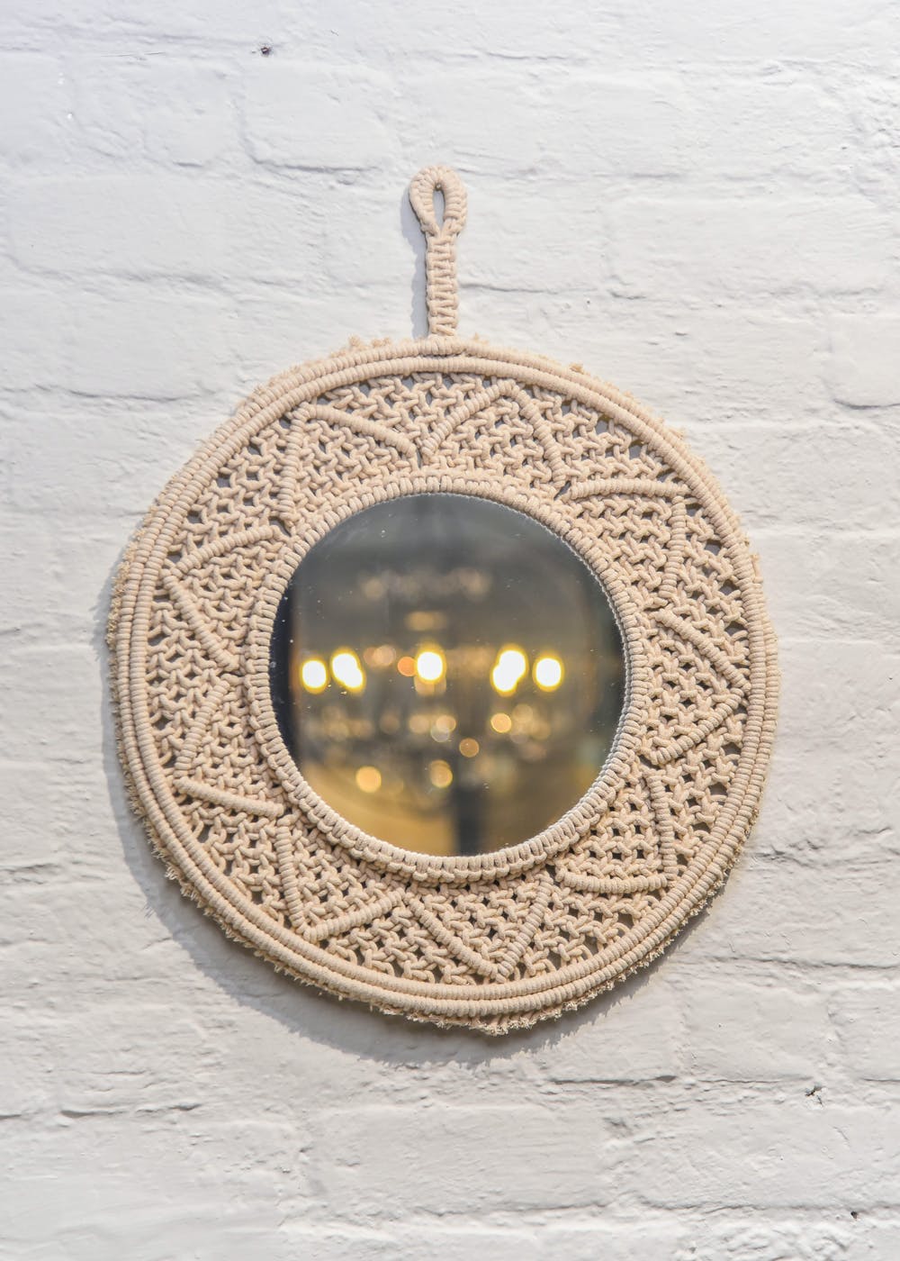 Get Circular Floral Macramé Wall Hanging With Mirror at ₹ 2500 LBB Shop