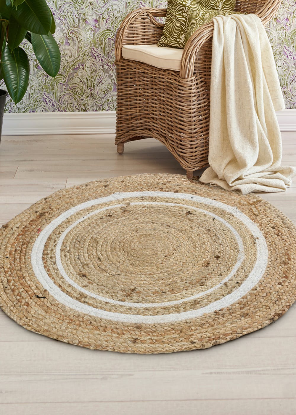 Get White Circle Jute Rug at ₹ 999 | LBB Shop