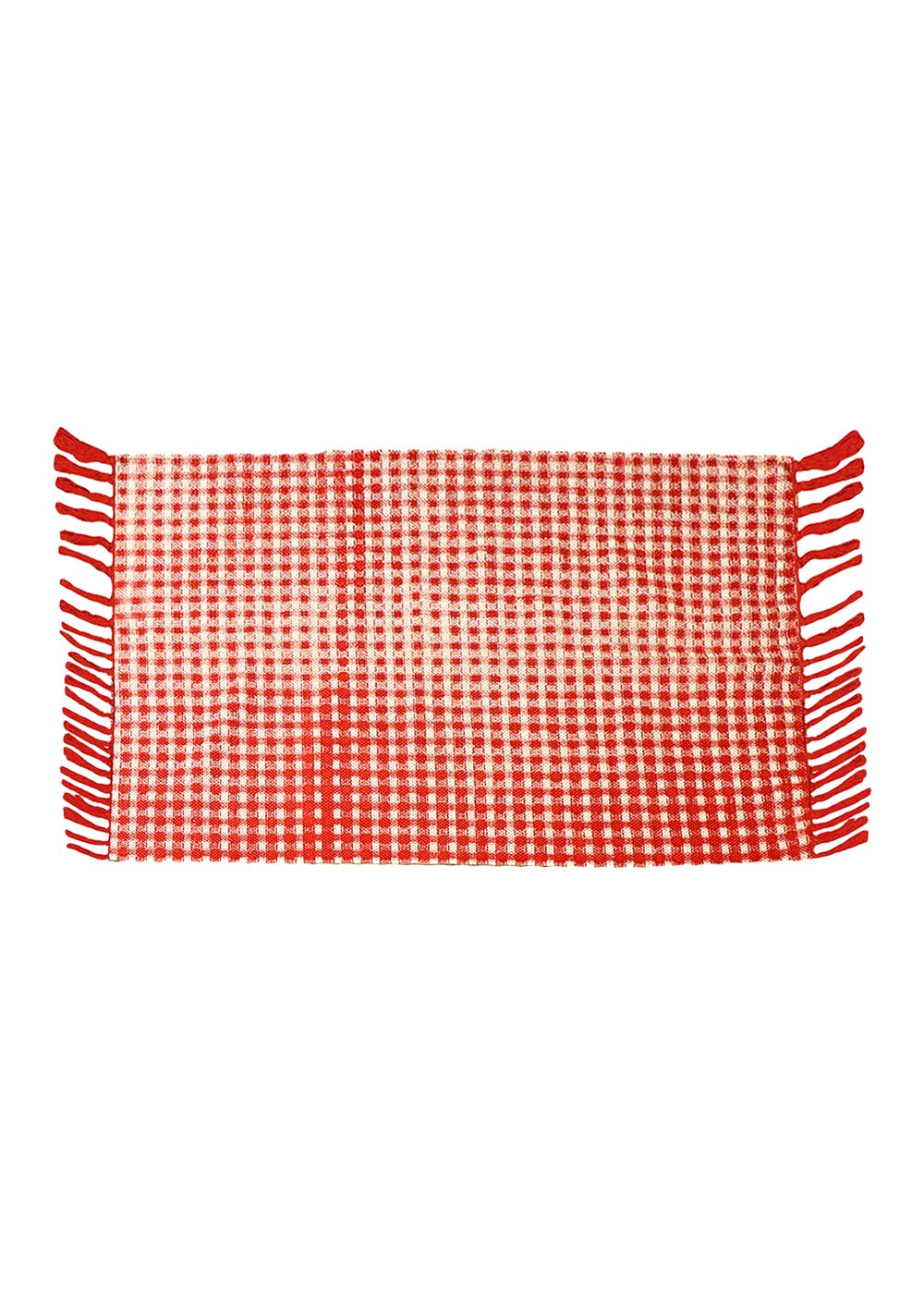 Get Red And White Plaid Rug at ₹ 1850 LBB Shop
