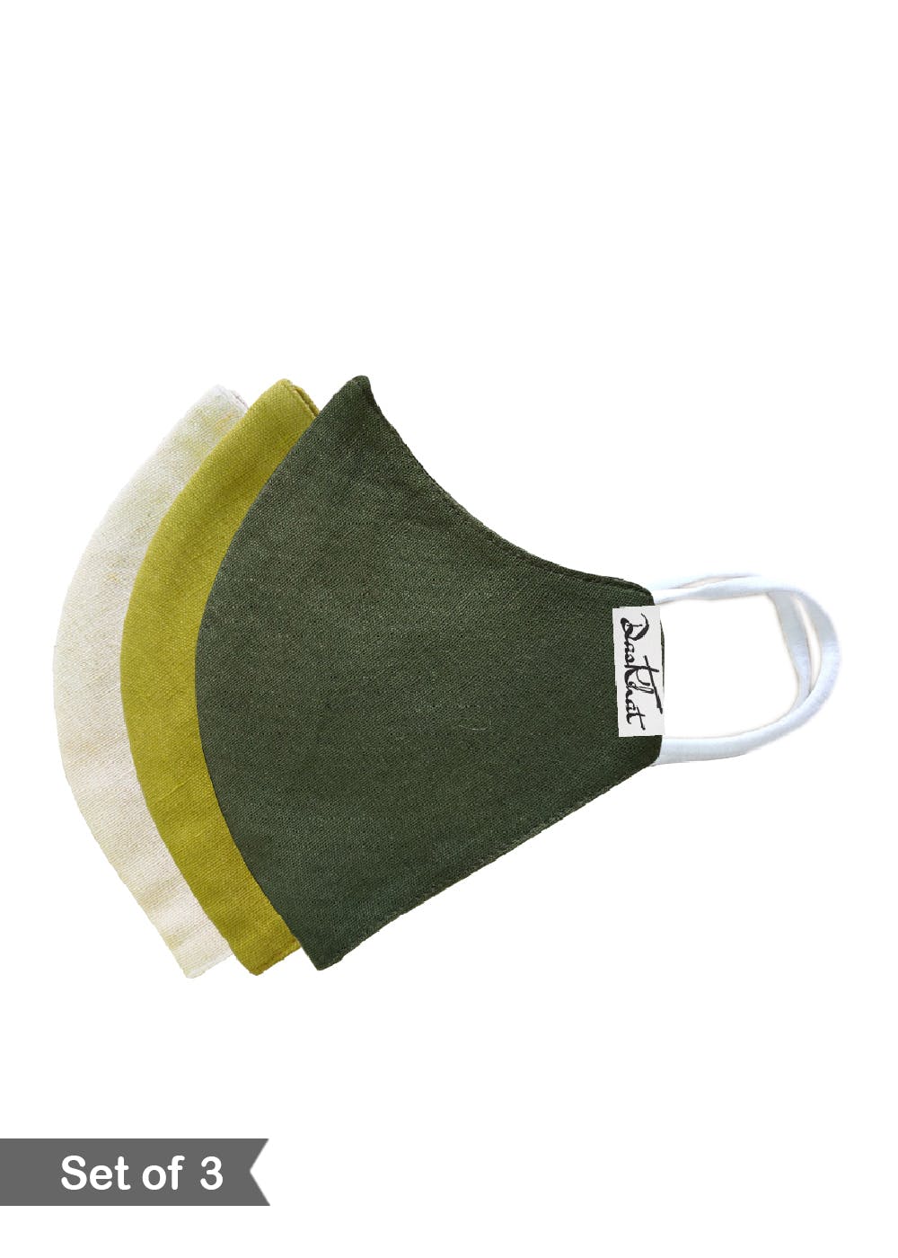 Get 3 Ply Cotton Linen Mask Sarson Ka Saag Set of 3 at ₹ 220 LBB Shop