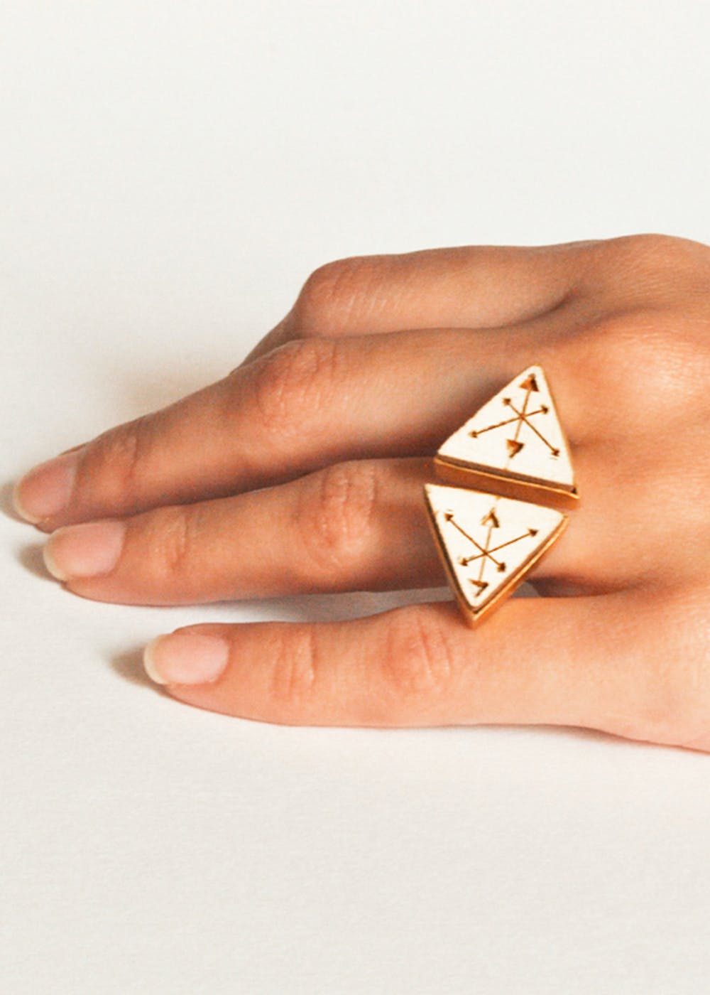 Get Embellished Two Faced Triangle Ring at ₹ 1893 | LBB Shop