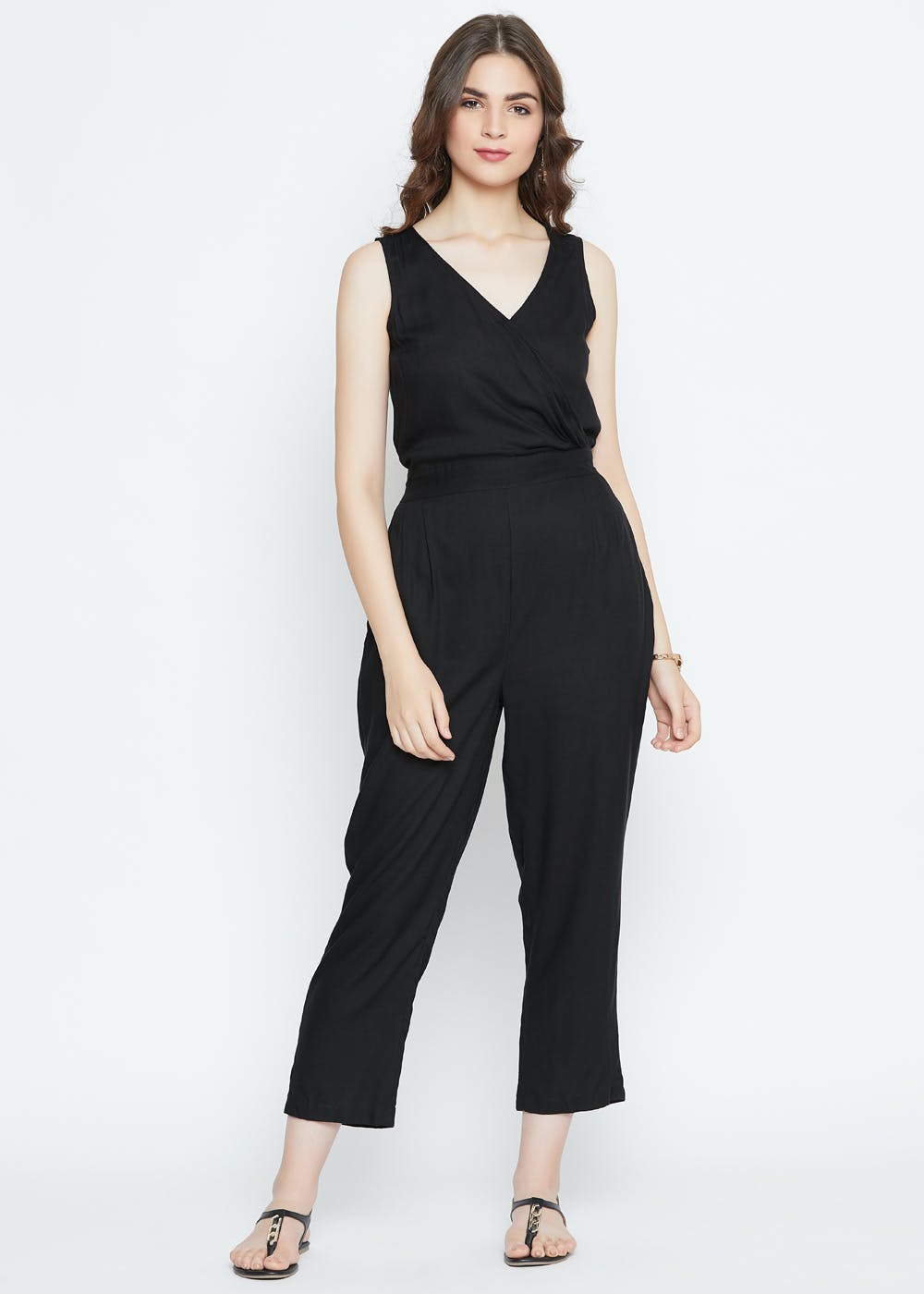 LONG SLEEVELESS JUMPSUIT - Black