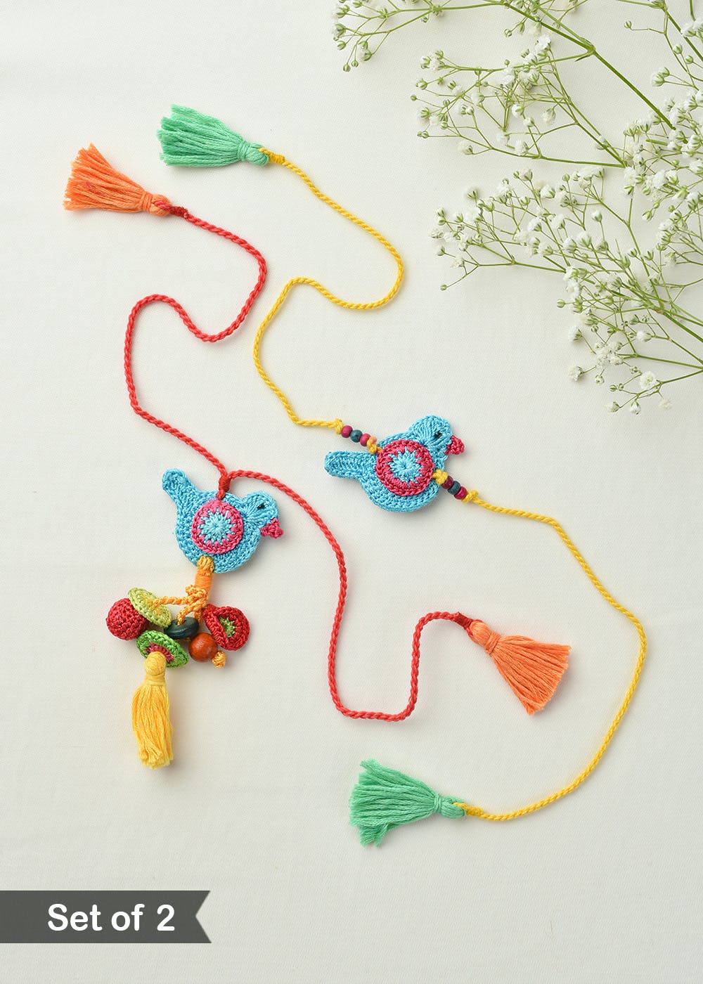 Handmade Shell & Bead Work Rakhi & Lumba Set 106