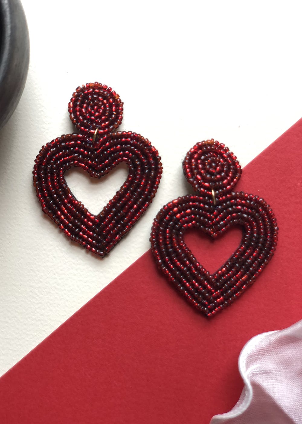 Shop Rubans Voguish Pink Pave Crystal Studded Heart Motif Dangle Earrings  Online at Rubans