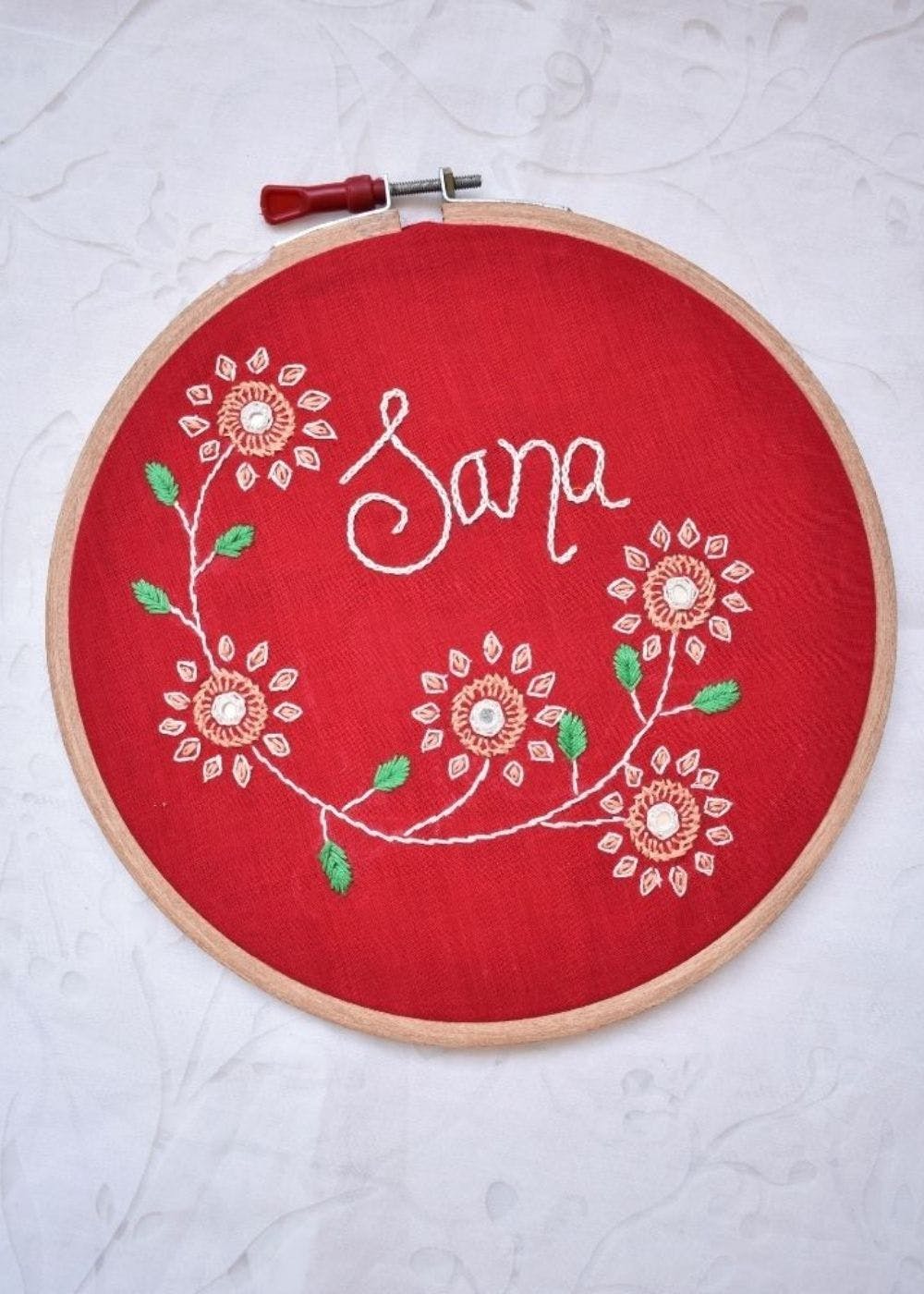 Get Initial & Floral Embroidery hoop wall hanging at ₹ 660 LBB Shop