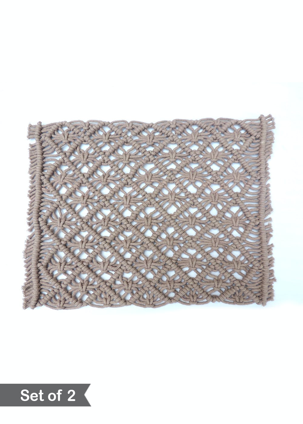 Get Grey Macramé Placemat 16 x 12 inches at ₹ 649 LBB Shop