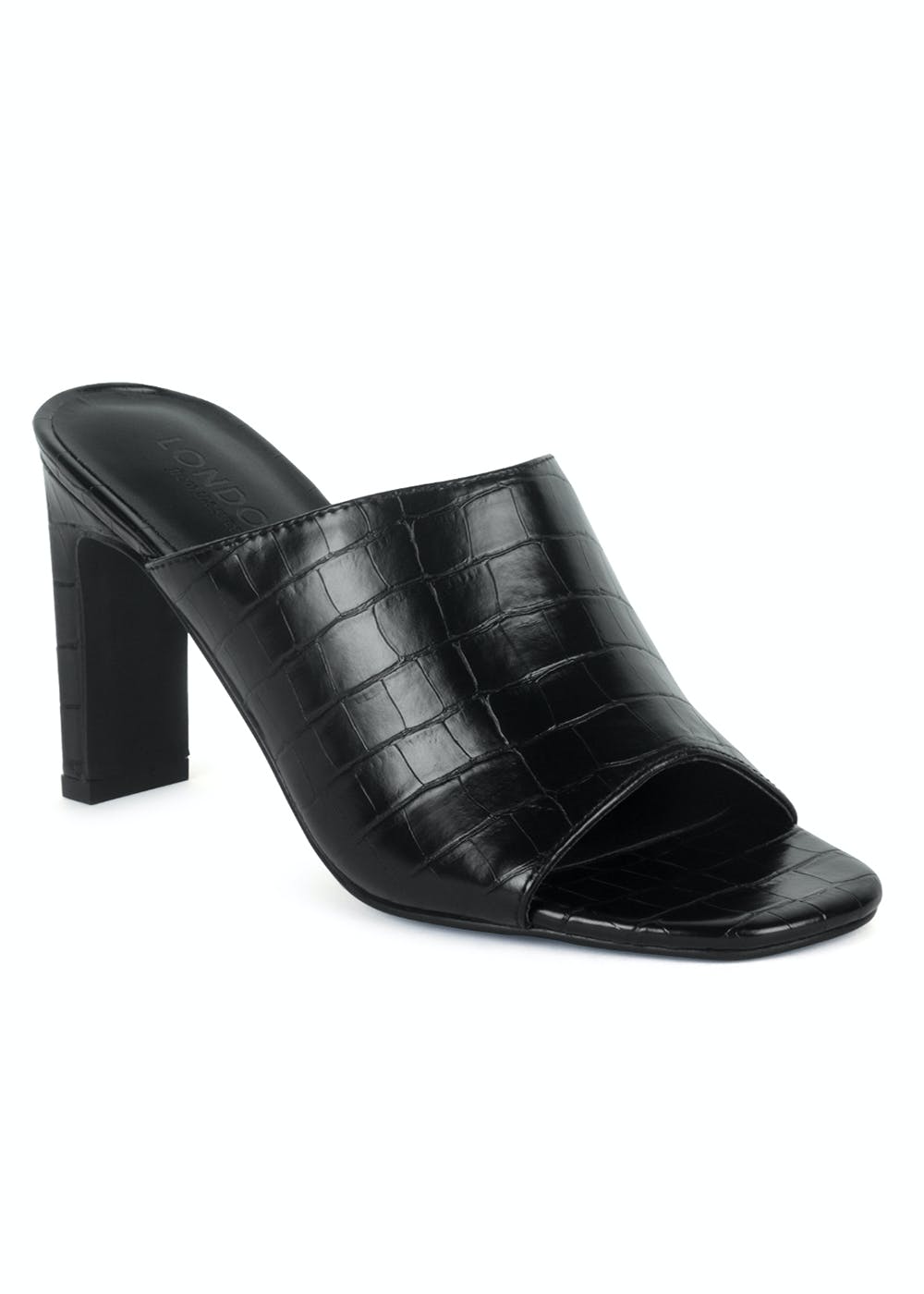 Get Croc Design Black Block Heels at ₹ 3009 | LBB Shop