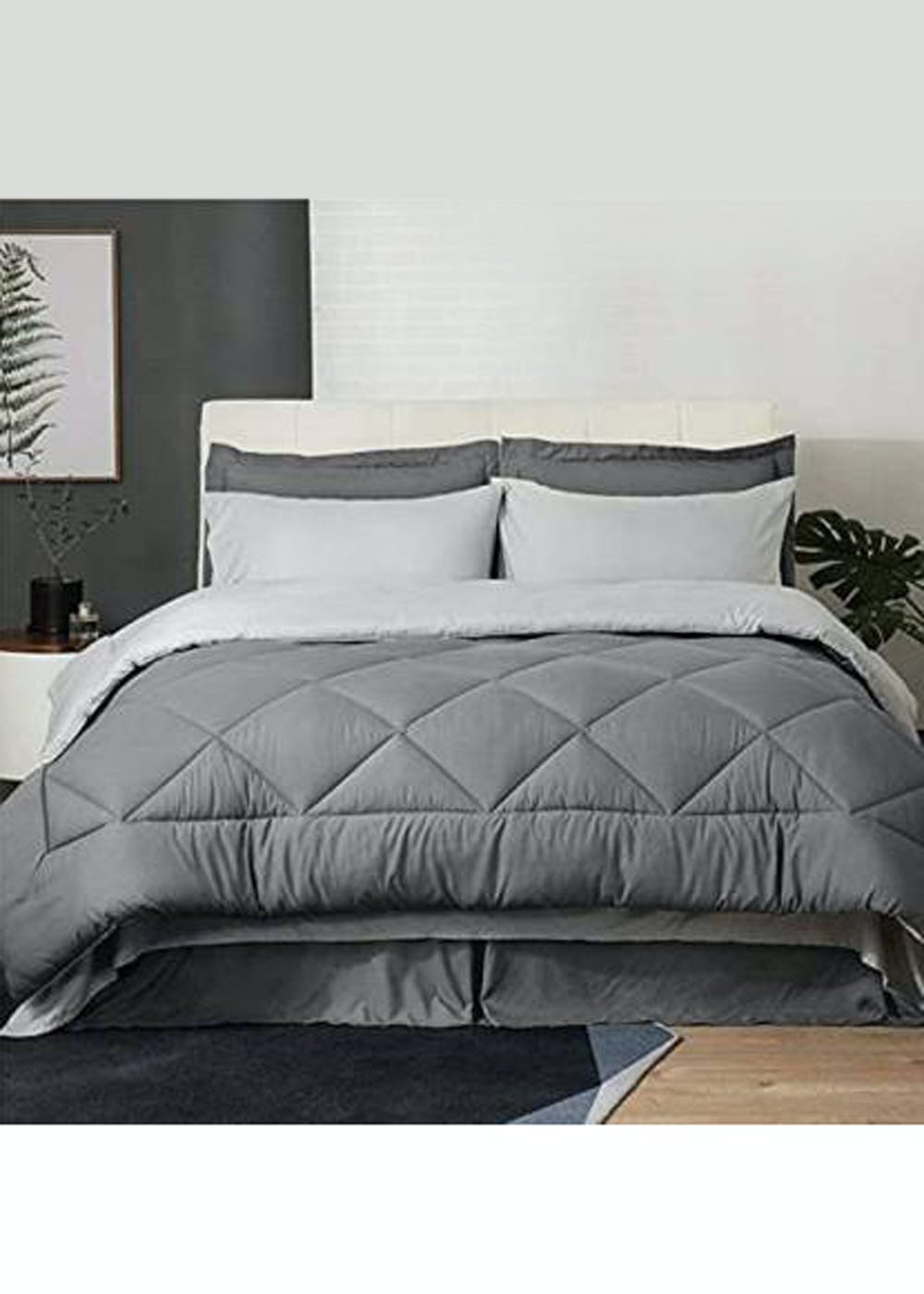 Get Grey & Light Grey Double Bed Reversible Comforter at ₹ 1799 | LBB Shop