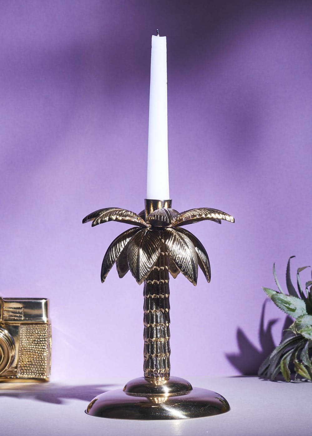 The Palm Brass Candle Stand