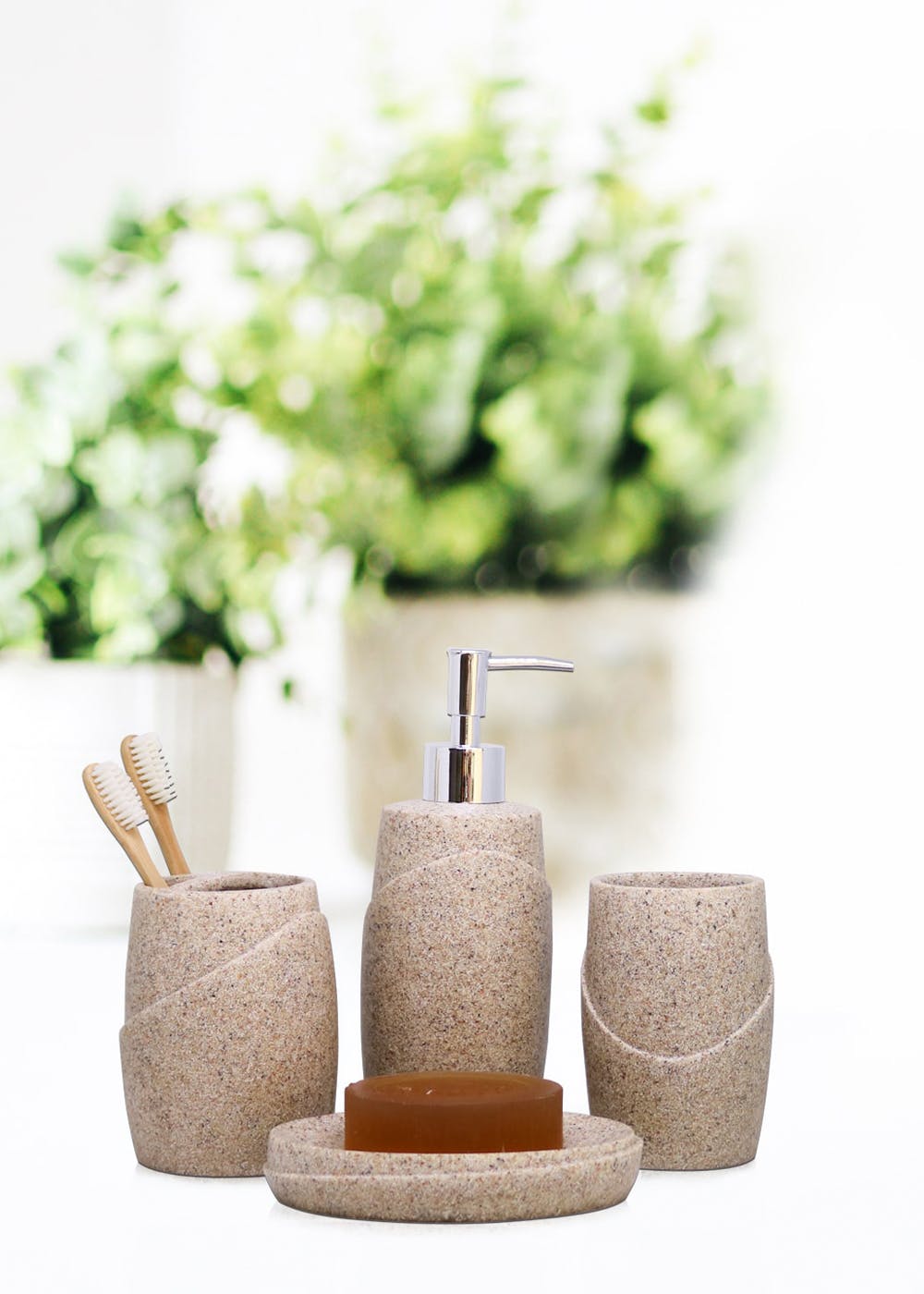 Get Sand Textured Poly Resin Bathroom Set at ₹ 1848 | LBB Shop