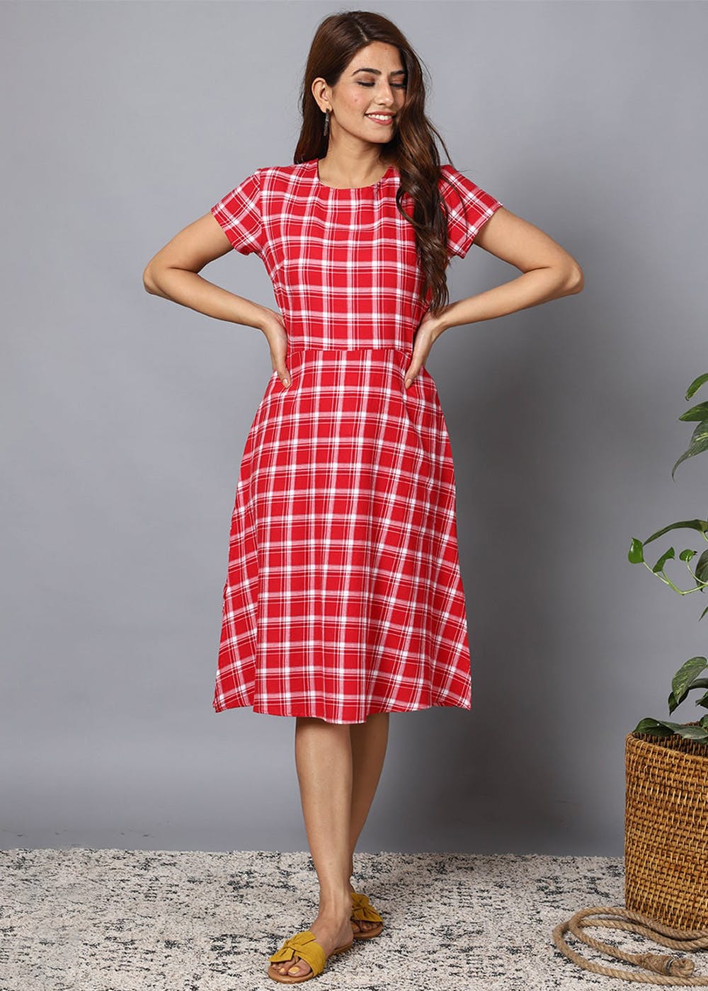 red check dress