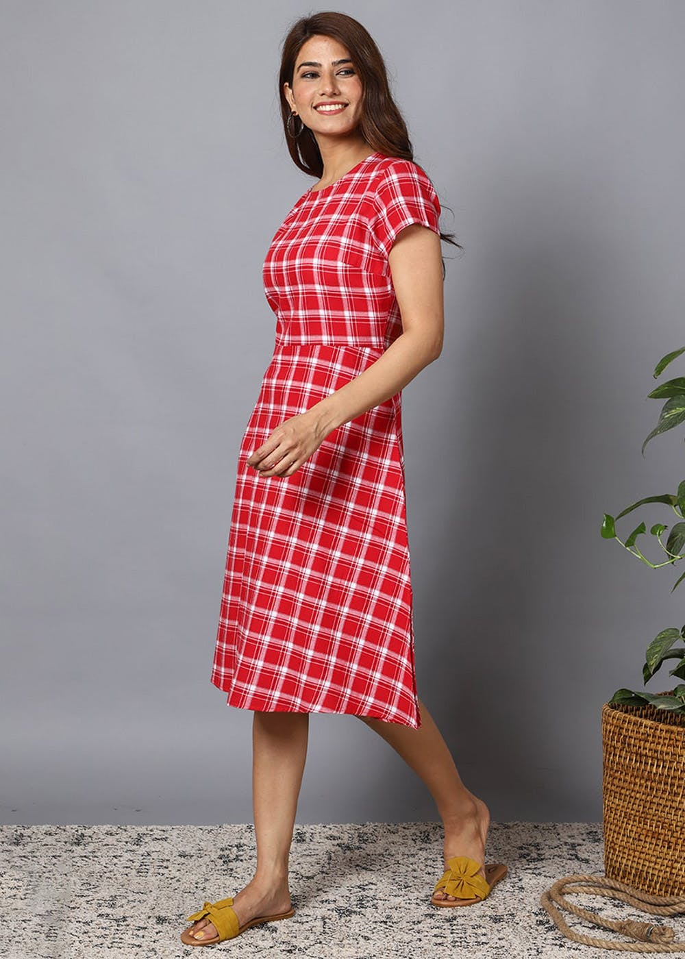 2 Piece Check Short Dress For Women - Evilato Online Shopping