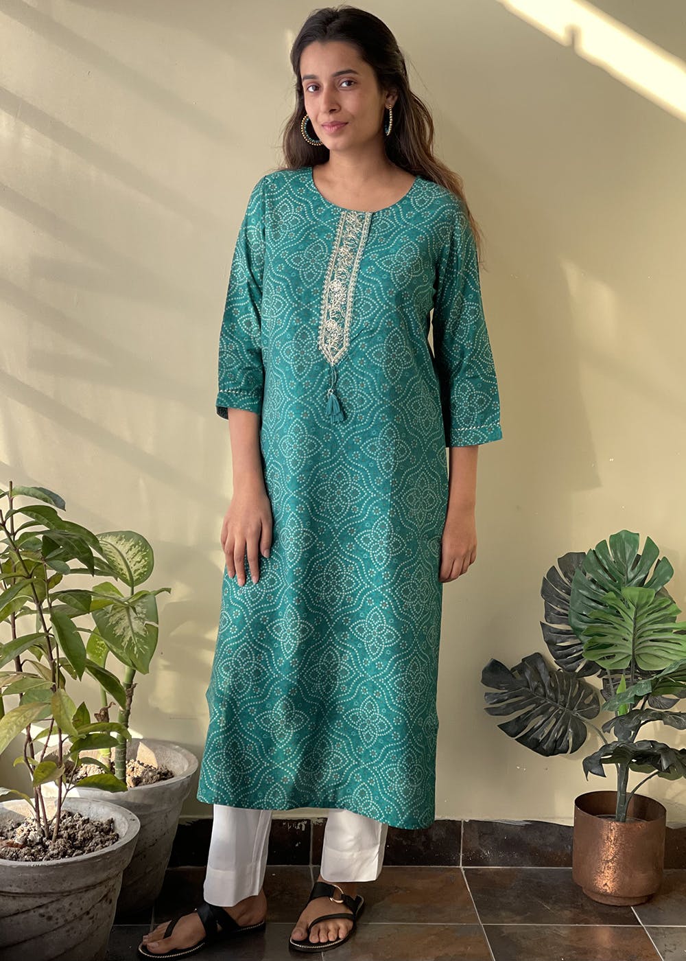 Exclusive Firozi Blue Block Printed soft Kota Cotton Kurta Dupatta Fabric Set KOTASS09