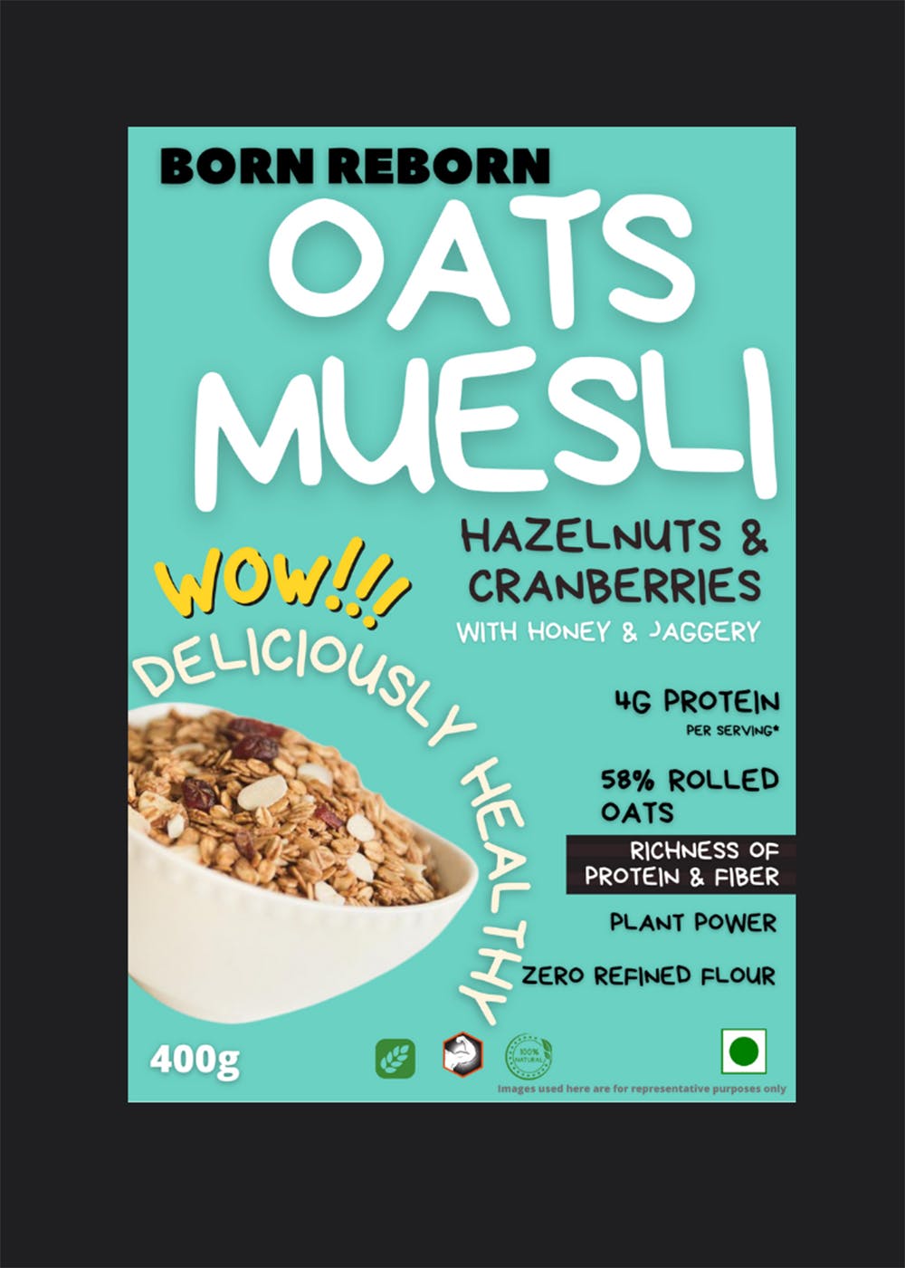 Get Oats Muesli Hazelnuts and Cranberries with Honey and Jaggery