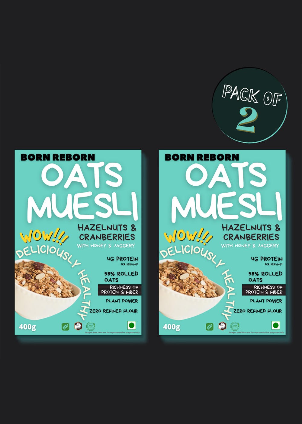 Get Oats Muesli Hazelnuts and Cranberries with Honey And Jaggery Pack