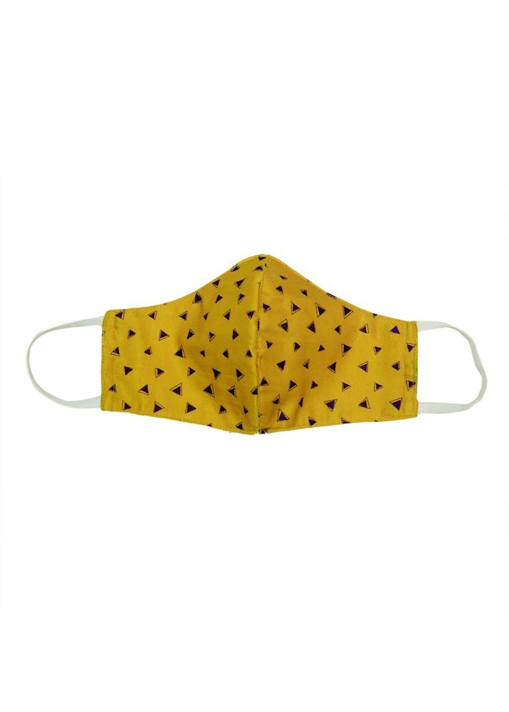 Mustard & Violet Triangles Silk Mask