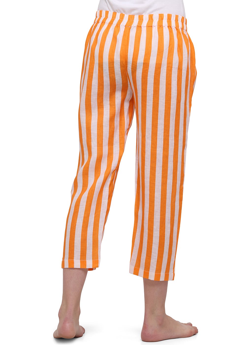 orange striped trousers